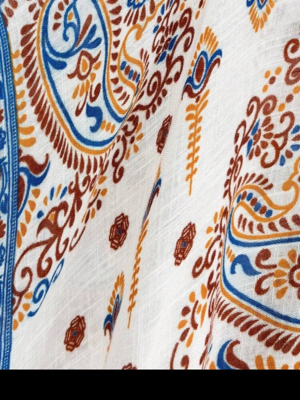 Boho Paisley Kimono Duster in White and Mustard - Picture 5 of 7